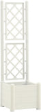 vidaXL - Plantenbak - met - latwerk - 43x43x142 - cm - PP - wit