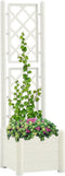 vidaXL - Plantenbak - met - latwerk - 43x43x142 - cm - PP - wit