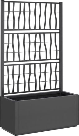 vidaXL - Plantenbak - met - latwerk - 80x36x140 - cm - polypropeen - donkergrijs