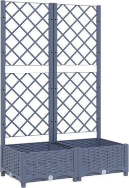 vidaXL - Plantenbak - met - latwerk - 80x40x121,5 - cm - polypropeen - donkergrijs