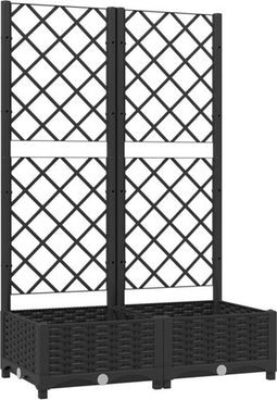 vidaXL - Plantenbak - met - latwerk - 80x40x121,5 - cm - polypropeen - zwart