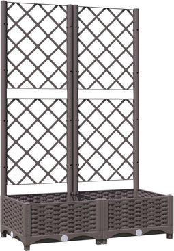 vidaXL - Plantenbak - met - latwerk - 80x40x121,5 - cm - polypropeen - bruin