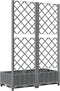 vidaXL - Plantenbak - met - latwerk - 80x40x121,5 - cm - polypropeen - lichtgrijs