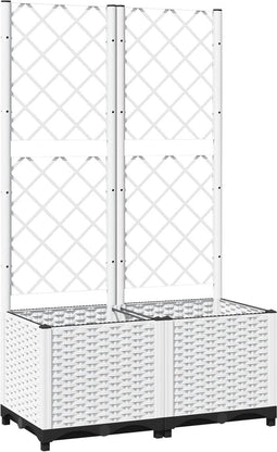 vidaXL - Plantenbak - met - latwerk - 80x40x136 - cm - polypropeen - wit