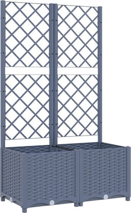 vidaXL - Plantenbak - met - latwerk - 80x40x136 - cm - polypropeen - donkergrijs