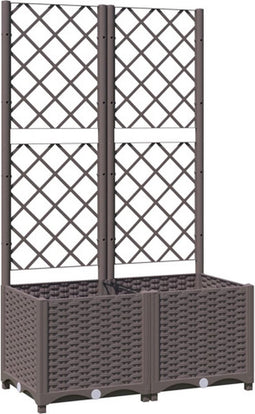 vidaXL - Plantenbak - met - latwerk - 80x40x136 - cm - polypropeen - bruin