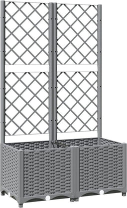 vidaXL - Plantenbak - met - latwerk - 80x40x136 - cm - polypropeen - lichtgrijs
