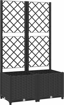vidaXL - Plantenbak - met - latwerk - 80x40x136 - cm - polypropeen - zwart