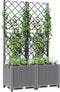 vidaXL - Plantenbak - met - latwerk - 80x40x136 - cm - polypropeen - lichtgrijs