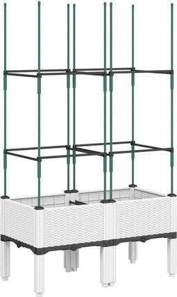 vidaXL - Plantenbak - met - latwerk - 80x40x142,5 - cm - polypropeen - wit