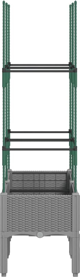 vidaXL - Plantenbak - met - latwerk - 80x40x142,5 - cm - polypropeen - lichtgrijs