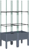 vidaXL - Plantenbak - met - latwerk - 80x40x142,5 - cm - polypropeen - grijs