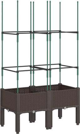 vidaXL - Plantenbak - met - latwerk - 80x40x142,5 - cm - polypropeen - bruin