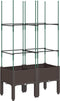 vidaXL - Plantenbak - met - latwerk - 80x40x142,5 - cm - polypropeen - bruin