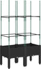 vidaXL - Plantenbak - met - latwerk - 80x40x142,5 - cm - polypropeen - zwart