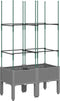 vidaXL - Plantenbak - met - latwerk - 80x40x142,5 - cm - polypropeen - lichtgrijs