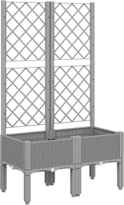 vidaXL - Plantenbak - met - latwerk - 80x40x142 - cm - polypropeen - lichtgrijs