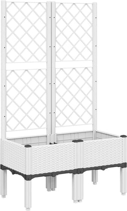 vidaXL - Plantenbak - met - latwerk - 80x40x142 - cm - polypropeen - wit