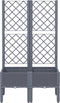 vidaXL - Plantenbak - met - latwerk - 80x40x142 - cm - polypropeen - grijs