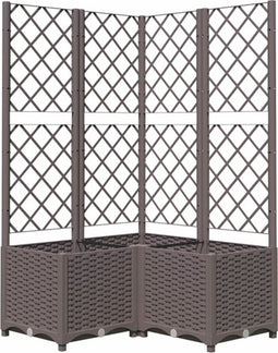 vidaXL - Plantenbak - met - latwerk - 80x80x136 - cm - polypropeen - bruin