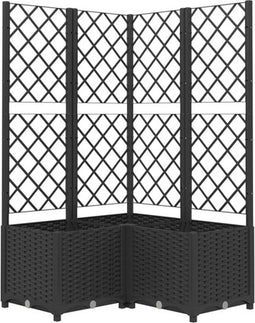 vidaXL - Plantenbak - met - latwerk - 80x80x136 - cm - polypropeen - zwart