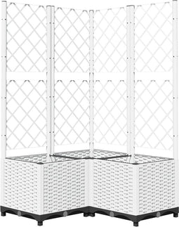 vidaXL - Plantenbak - met - latwerk - 80x80x136 - cm - polypropeen - wit