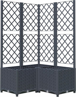 vidaXL - Plantenbak - met - latwerk - 80x80x136 - cm - polypropeen - donkergrijs