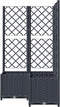 vidaXL - Plantenbak - met - latwerk - 80x80x136 - cm - polypropeen - donkergrijs