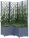 vidaXL - Plantenbak - met - latwerk - 80x80x136 - cm - polypropeen - donkergrijs