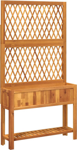 vidaXL - Plantenbak - met - latwerk - en - schap - 100x32x185 - cm - acaciahout