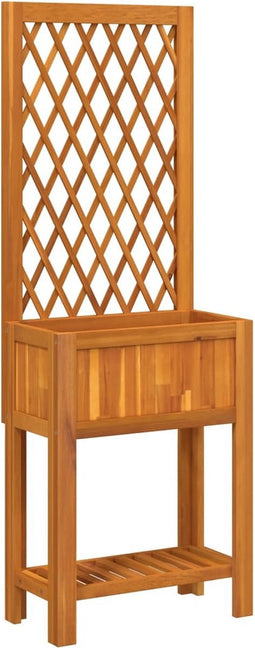 vidaXL - Plantenbak - met - latwerk - en - schap - 55x29,5x152 - cm - acaciahout