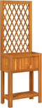 vidaXL - Plantenbak - met - latwerk - en - schap - 55x29,5x152 - cm - acaciahout