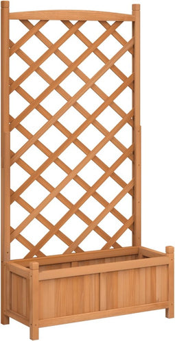 vidaXL - Plantenbak - met - latwerk - massief - vurenhout - bruin