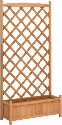 vidaXL - Plantenbak - met - latwerk - massief - vurenhout - bruin
