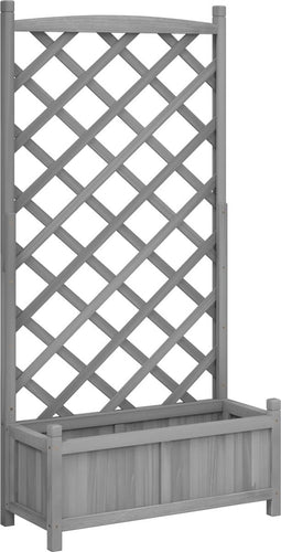 vidaXL - Plantenbak - met - latwerk - massief - vurenhout - grijs