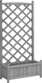vidaXL - Plantenbak - met - latwerk - massief - vurenhout - grijs