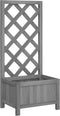 vidaXL - Plantenbak - met - latwerk - massief - vurenhout - grijs