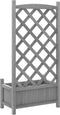 vidaXL - Plantenbak - met - latwerk - massief - vurenhout - grijs