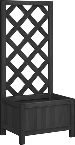 vidaXL - Plantenbak - met - latwerk - massief - vurenhout - zwart