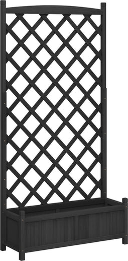 vidaXL - Plantenbak - met - latwerk - massief - vurenhout - zwart