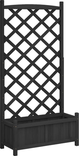 vidaXL - Plantenbak - met - latwerk - massief - vurenhout - zwart