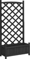 vidaXL - Plantenbak - met - latwerk - massief - vurenhout - zwart