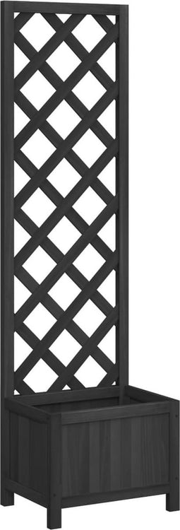 vidaXL - Plantenbak - met - latwerk - massief - vurenhout - zwart