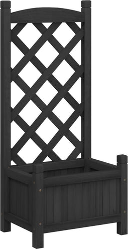 vidaXL - Plantenbak - met - latwerk - massief - vurenhout - zwart