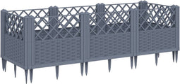 vidaXL - Plantenbak - met - pinnen - 123,5x43,5x43,5 - cm - polypropeen - grijs