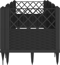 vidaXL - Plantenbak - met - pinnen - 123,5x43,5x43,5 - cm - polypropeen - zwart