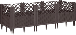 vidaXL - Plantenbak - met - pinnen - 123,5x43,5x43,5 - cm - polypropeen - bruin