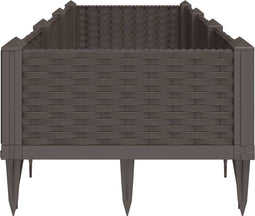 vidaXL - Plantenbak - met - pinnen - 125x40x28,5 - cm - polypropeen - bruin