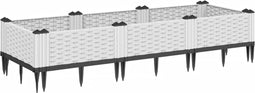 vidaXL - Plantenbak - met - pinnen - 125x40x28,5 - cm - polypropeen - wit