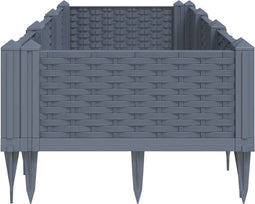 vidaXL - Plantenbak - met - pinnen - 125x40x28,5 - cm - polypropeen - grijs